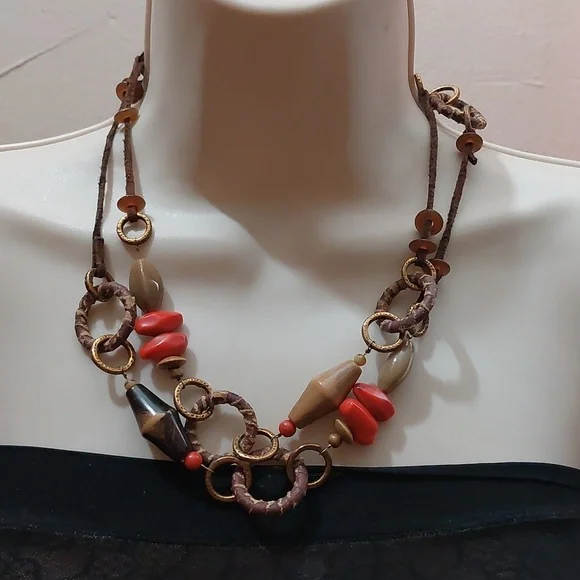 Vintage Y2K Coldwater Creek Mixed Media Boho Statement Necklace - Picture 4 of 6